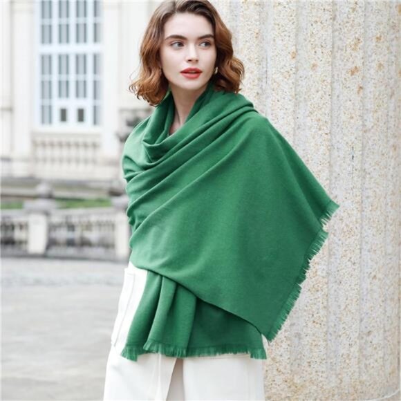 Women Pashmina Shawl Wraps for Party Green - Picture 6 of 7